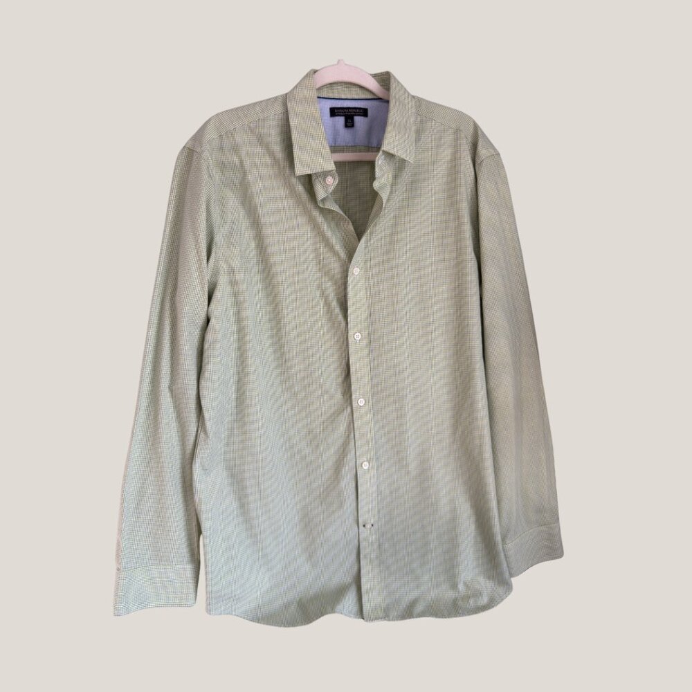 Banana Republic Men's XL Green Gingham Non-Iron Tailored Slim Fit Shirt